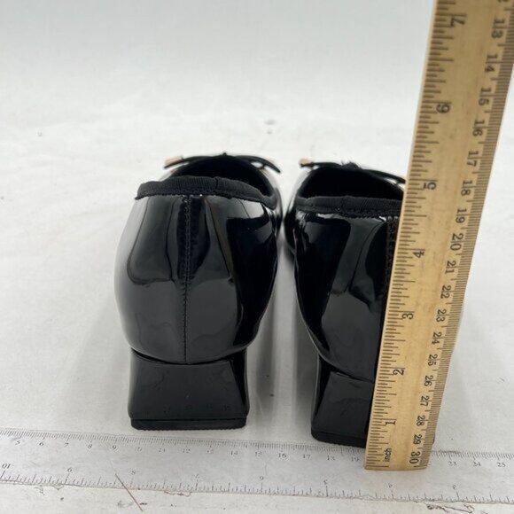 Milooey Black Women's Square Toe Pumps Classic Chunky Block Low Heels Bow - Picture 5 of 8